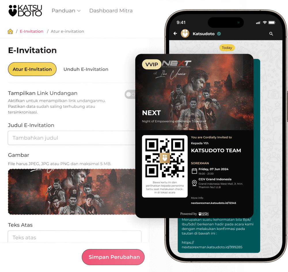 Get a personalized QR code to print on invitation letter and for guest entry to the venue.